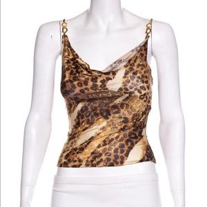 Christian Dior gold CD leopard tank top/Cami